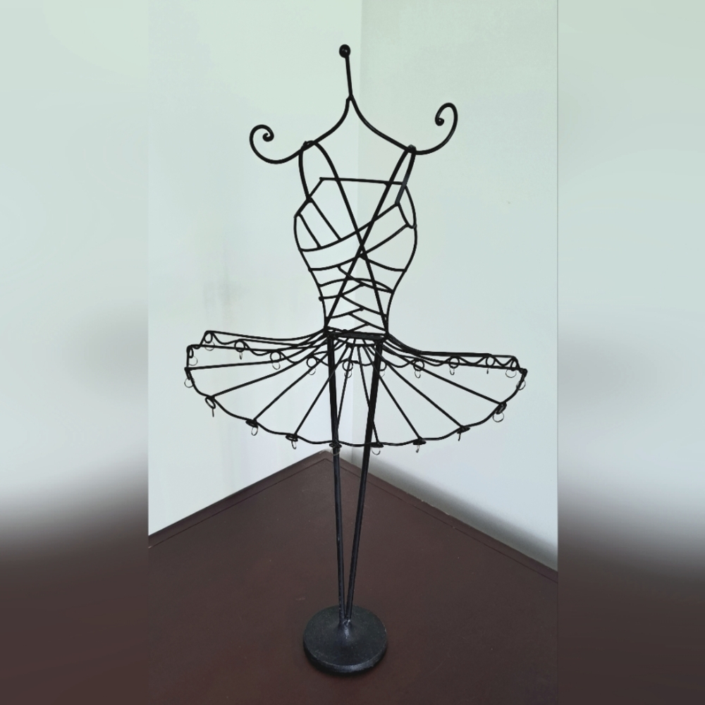 Elegant Black Wire Ballet Dress Form Sculpture ○Jewelry Display Stand
